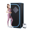Full Size Portable Black Steam Sauna tent–Personal Home Spa, with Steam Generator, Remote Control, Foldable Chair, Timer and PVC Pipe Connector