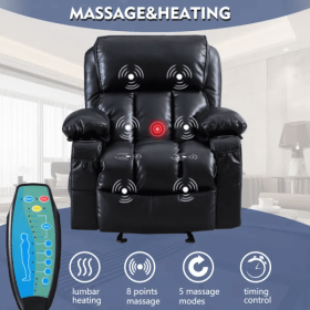 Recliner Chair Heating massage for Living Room with Rocking Function and Side Pocket