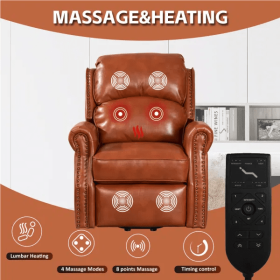 Lehboson Lift Chair Recliners, Electric Power Recliner Chair, massage and heating (Caramel)