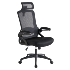 Ergonomic Chair, Mesh High Back with Adjustable 3D Headrest & Lumbar Support & Flip-Up Arms Executive/Home/Study/Work Office Chair with Wheels