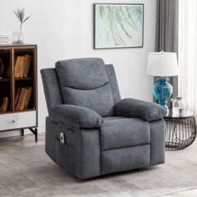 Power Recliner Chair with Adjustable Massage Function, Recliner Chair with Heating System for Living Room, Dark Gray color fabric.