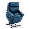 Lowell Navy Blue Leather Gel Lift Chair with Massage