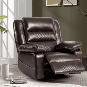 Breathable PU Leather Massage Recliner Chair, Manual Living Room Reclining Sofa