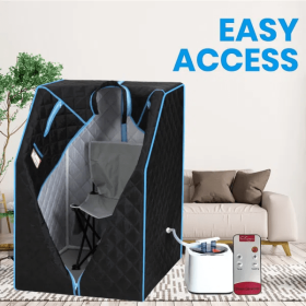 Portable Half body Black Steam Sauna Tent for Personal Relaxation; Detox and Therapy at home Pipe Connector Easy to Install. Fast heating