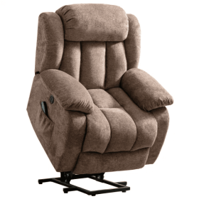 Power Massage Lift Recliner Chair with Heat & Vibration, Heavy Duty and Safety Motion Reclining Mechanism - Anti-skid Fabric Contemporary Overstuffed