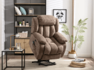 Power Massage Lift Recliner Chair with Heat & Vibration, Heavy Duty and Safety Motion Reclining Mechanism - Anti-skid Fabric Contemporary Overstuffed