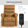 Power Lift Chair, Velvet Touch Upholstered Recliner Chair with Vibration Massage, Remote Control, Side Pockets, Brown
