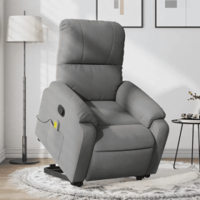 Stand-up Massage Recliner Chair Dark Gray Microfiber Fabric
