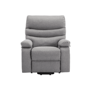 Power Lift Recliner Chair, Cotton Linen Gray with lifting, lying flat, heating, vibration massage, USB charging, remote control.