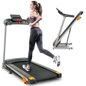 Electric/Foldable Treadmill with LCD 2.5HP 12KM/H, Bluetooth Music, Cup Holder, Heart Rate Sensor, Walking/Running/Machine