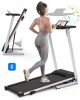 Folding Electric Treadmill with Desk - 265lbs limit - Jogging/Running/Walking - Small Apartment Home Gym Fitness