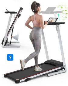 Folding Electric Treadmill with Desk - 265lbs limit - Jogging/Running/Walking - Small Apartment Home Gym Fitness