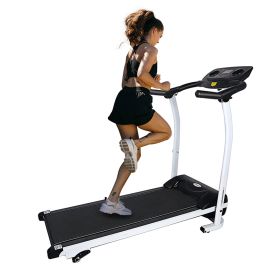 YSSOA High Performance Folding Treadmill, Workout Running Machine with LCD Display and Phone Slot, Compact Treadmill - White and Black