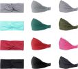 12pcs Headbands for Women Sweat Wicking Wrap Headband Elastic Turban Wide Knot Bows Head Wraps Hair Bands Running Athletic Yoga