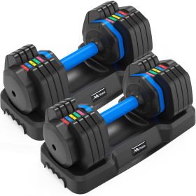 Adjustable Dumbbell - 55lb x2 Dumbbell Set of 2 with Anti-Slip Handle, Fast Adjust Weight by Turning Handle with Tray, Full Body Workout