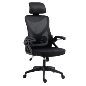 Ergonomic Chair with wheels High Back Task Chair - Mesh - Swivel Chair with Adjustable Back Height & Flip up Arms & Lumbar