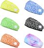 6PCS Headbands with Button for Women Men Head Wrap Face Cover Holder for Nurses Non-Slip Hair Bands for Yoga Sports Running Washing Face