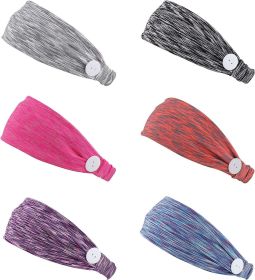 6PCS Headbands with Button for Women Men Hair Bands Accessories for Yoga Sports Running Washing Face Holder for Nurses Non-Slip Head Wrap