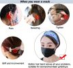 6PCS Headbands with Button for Women Men Head Wrap Face Cover Holder for Nurses Non-Slip Hair Bands for Yoga Sports Running Washing Face