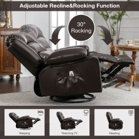Massage Swivel Rocker Recliner Chair with Vibration Massage and Heat Ergonomic Lounge Chair for Living Room with Rocking Function and Side Pocket, etc