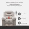 Power Recliner Chair with Adjustable Massage Function, Recliner Chair with Heating System for Living Room, Beige color fabric.
