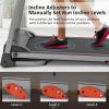Easy Folding Electric Treadmill - 1.5HP - Running/Jogging/Walking Machine with Device Holder & Pulse Sensor; 3-Level Incline Adjustable RT