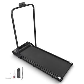 Treadmill Space Saving & Movable - Folding Electric Treadmill features a compact and slim size of 51" x 22" x 5" and a foldable handrail.