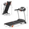 Easy Folding Electric Treadmill - 1.5HP - Running/Jogging/Walking Machine with Device Holder & Pulse Sensor; 3-Level Incline Adjustable RT
