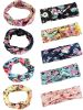 9 Pcs Boho Headbands for Women Wide Bohemian Knotted Yoga Headband Head Wrap Hair Band