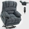 Power Lift Recliner Chair Large Size - Blue Chenille with 8-Point Vibration Massage and Lumbar Heating with 23" Seat Width and High Back