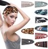 9PCS Boho Button Headbands Wide Stretchy Daily Use Knotted Headwear Sport Athletic Yoga Gym Hair Accessories for Women Sweat Leopard Floral Leaf Print