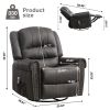 Massage Rocker Recliner Chair Rocking Chairs for Adults Oversized with USB Charge Port Soft Features a Manual Massage and Heat - GREY
