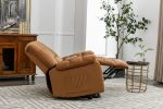 Massage Recliner Chair Electric Power Lift Recliner Chairs with Heat, Vibration, Side Pocket, Light Brown