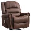 Massage Rocker Recliner Chair Rocking Chairs for Adults Oversized with USB Charge Port Soft Features a Manual Massage and Heat. - BROWN