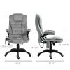 6 Point Vibration Massage Office Chair with Heat, High Back Executive Office Chair with Padded Armrests, Velvet Reclining Computer Chair, Gray