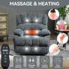 Power Lift Recliner Chair Large Size - Blue Chenille with 8-Point Vibration Massage and Lumbar Heating with 23" Seat Width and High Back
