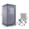 Portable Grey Mini Plus style Steam Sauna tent–Personal Home Spa, with Steam Generator, Remote Control, Foldable Chair, PVC pipes. Easy to Install