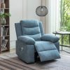 Power Recliner Chair with Adjustable Massage Function, Recliner Chair with Heating System for Living Room, Blue Velvet fabric