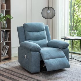 Power Recliner Chair with Adjustable Massage Function, Recliner Chair with Heating System for Living Room, Blue Velvet fabric