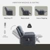 Power Recliner Chair with Adjustable Massage Function, Recliner Chair with Heating System for Living Room, Dark Gray color fabric.