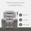 Power Recliner Chair with Adjustable Massage Function, Recliner Chair with Heating System, Light Gray color fabric