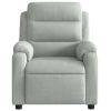 Massage Recliner Chair Light Gray Velvet