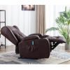 Brown PU Recliner Chair, Eight-point massager function and Heated, ring-pull, cup holder, Adjustable Home Theater Single Recliner