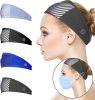 4PCS Headbands with Button for Women Men Elastic Sports Turban Ear Protection Holder Head Wrap Non-Slip Hair Bands for Yoga Running Washing Face