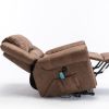 Power Lift Recliner Chair with Massage and Heat Breathable Faux Leather Electric, Heavy Duty Big Man Recliners - USB port (Nut Brown)