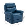 Lowell Navy Blue Leather Gel Lift Chair with Massage