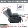 Power Lift Recliner Chair Large Size - Blue Chenille with 8-Point Vibration Massage and Lumbar Heating with 23" Seat Width and High Back
