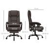 High Back Vibration Massage Office Chair with 6 Points, Hight Adjustable, Reclining with Retractable Footrest and Remote - Brown
