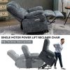 Power Lift Recliner Chair Large Size - Blue Chenille with 8-Point Vibration Massage and Lumbar Heating with 23" Seat Width and High Back