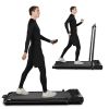 Treadmill Space Saving & Movable - Folding Electric Treadmill features a compact and slim size of 51" x 22" x 5" and a foldable handrail.